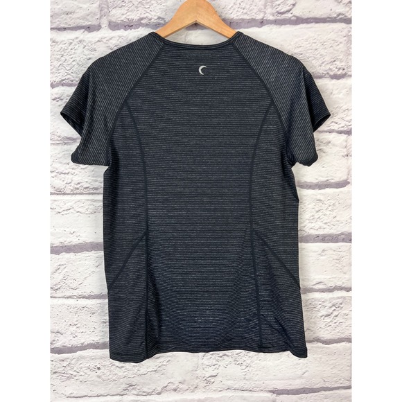 ZYIA ACTIVE Women's L Gray Black Perforated Mesh Stretch Nylon Gym Active Shirt - Picture 3 of 6